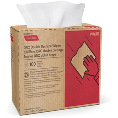 Cascades Pro Towels & Wipes, White, Dispenser Box, Cellulose; Synthetic Latex Binder, 1; 100 Wipes, 8 PK W430